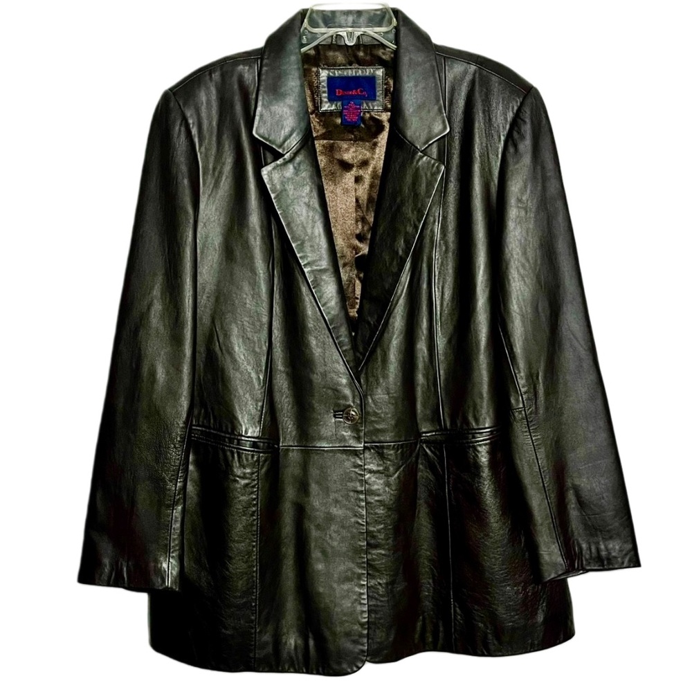 Denim&Co Men’s Leather Jacket Pristine Size 1X Brown Quiet Luxury Classic Preppy